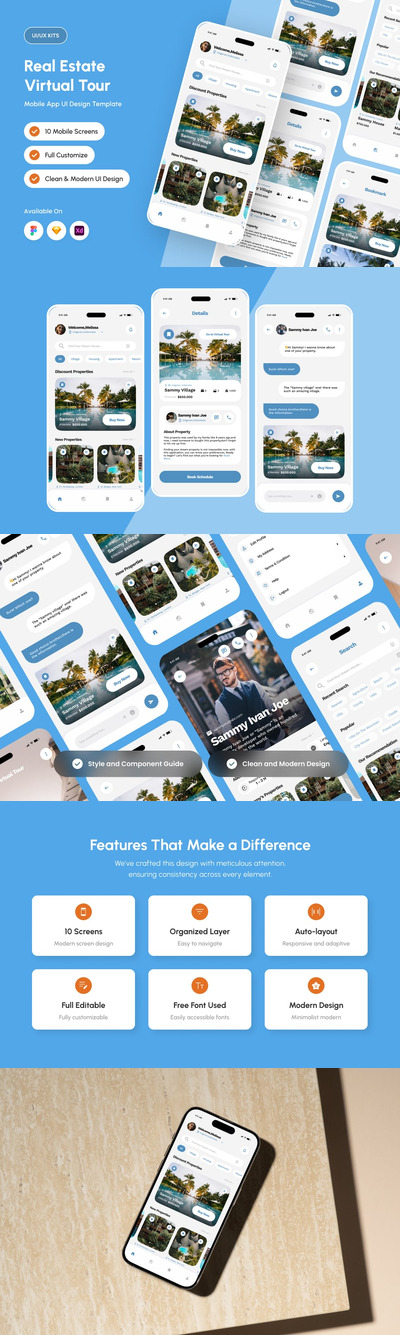 VR房地产虚拟旅游应用APP UI KIT (FIG,SKETCH,XD)