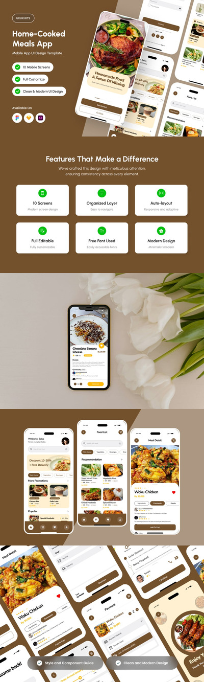 烹饪餐用品应用APP UI KIT (FIG,SKETCH,XD)