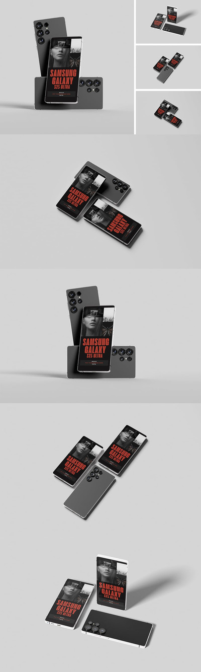三星Galaxy S25超模型样机 (PSD,PDF)