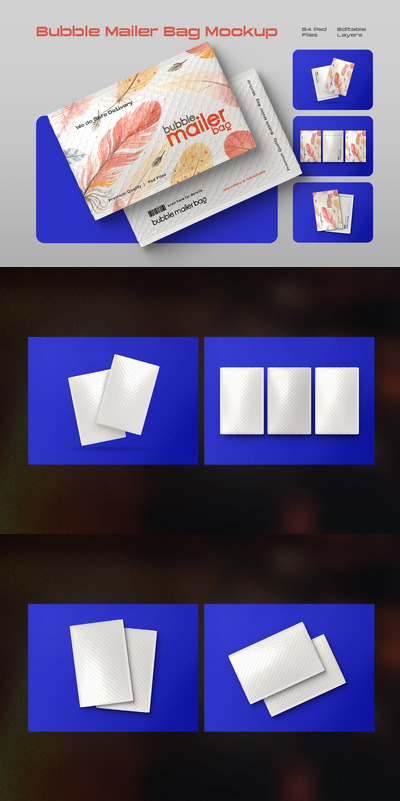 气泡包装邮件包包装模型集样机 (PSD)