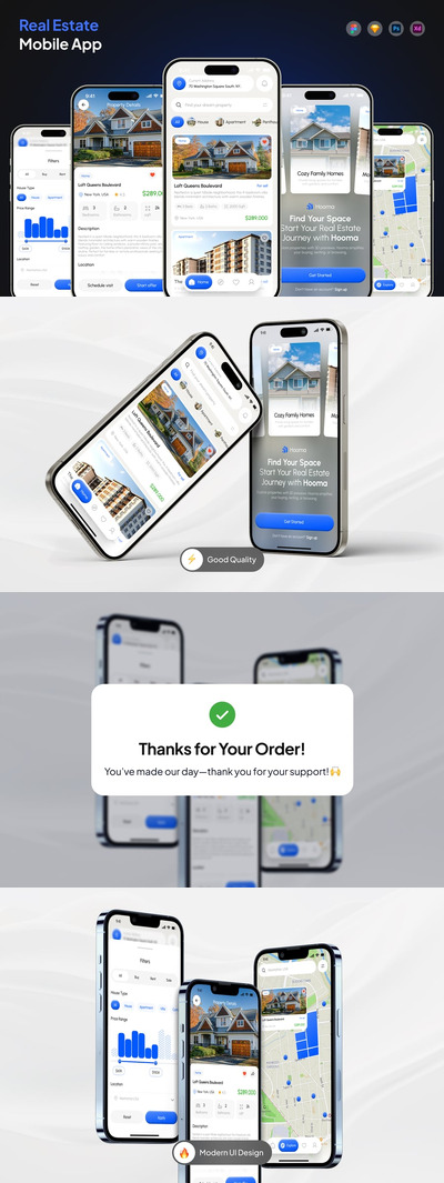 房地产应用APP UI KIT (FIG,PSD,SKETCH,XD)