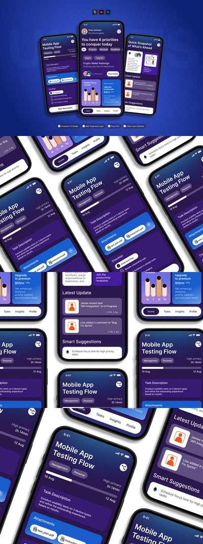 任务管理 - 移动应用APP UI KIT (AI,EPS,FIG)