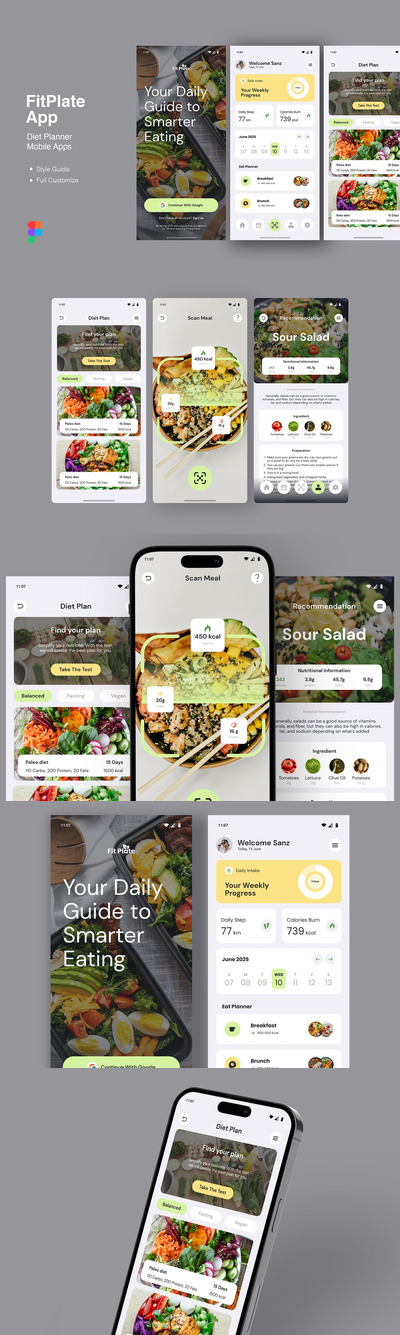 饮食计划移动应用APP UI KIT (FIG)