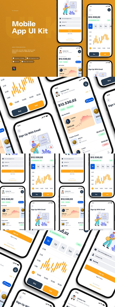 加密移动应用APP UI KIT (AI,EPS,PSD,FIG)