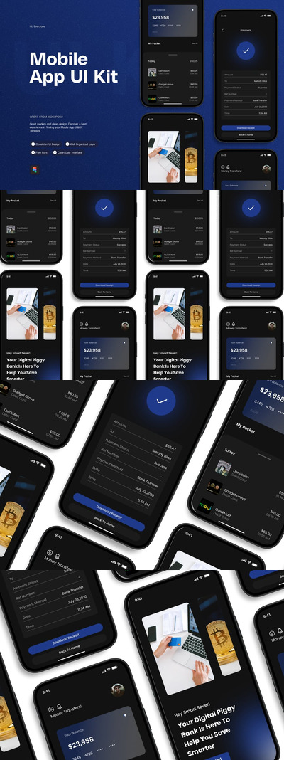 银行移动应用APP UI KIT (AI,EPS,PSD,FIG)