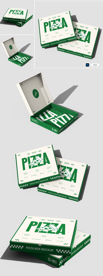 披萨盒模型样机 (PSD)