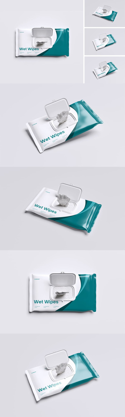 湿擦包装盒模型样机 (PSD,PDF)