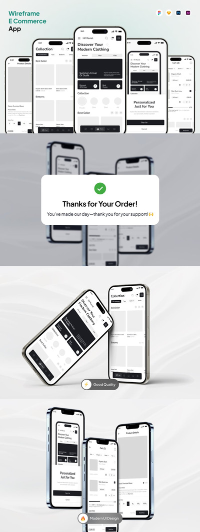 电商线框图应用APP UI KIT (FIG,SKETCH,PSD,XD)