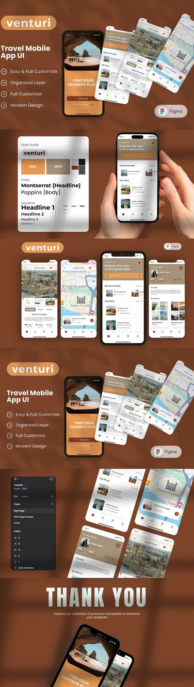 旅行移动应用APP UI KIT (FIG)
