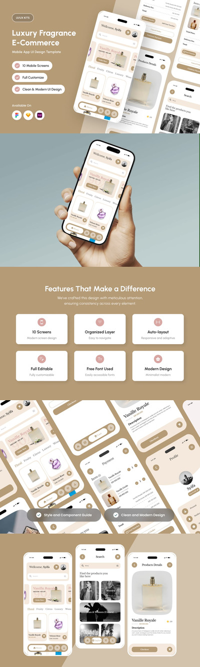 香水电子商务应用APP UI KIT (FIG,SKETCH,XD)