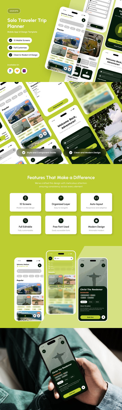 个人旅行应用APP UI KIT (FIG,SKETCH,XD)