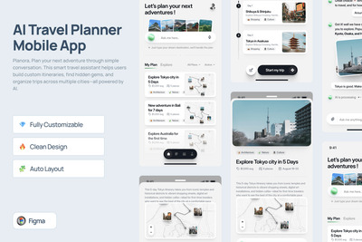 AI旅行计划者移动应用APP UI KIT (FIG)