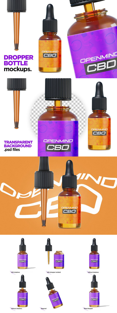 逼真的滴管瓶模型样机 (PSD)