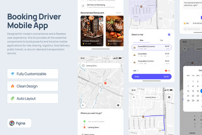 用车打车预订程序移动应用APP UI KIT (FIG)