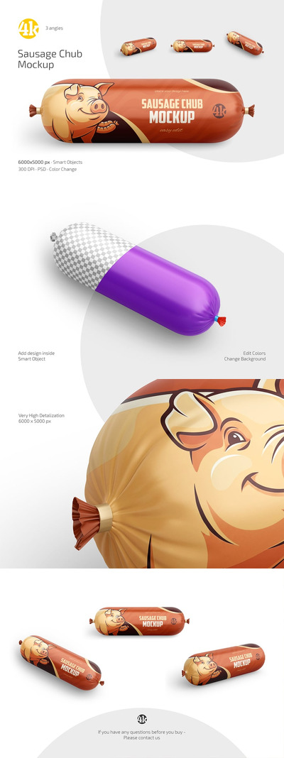 香肠包装设计模型套装样机 (PSD)