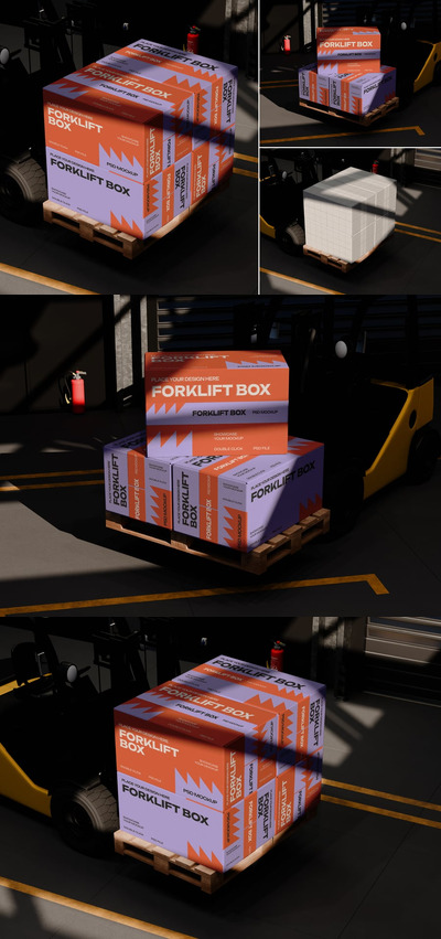 快递盒模型样机 (PSD)