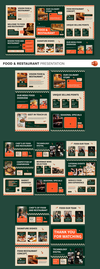 食品和餐厅PPT模板 (PPTX)