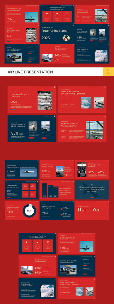 航空公司PPT模板 (PPTX)