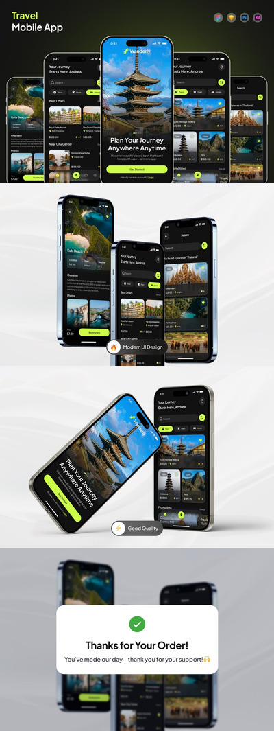 旅行应用APP UI KIT (FIG,PSD,SKETCH,XD)