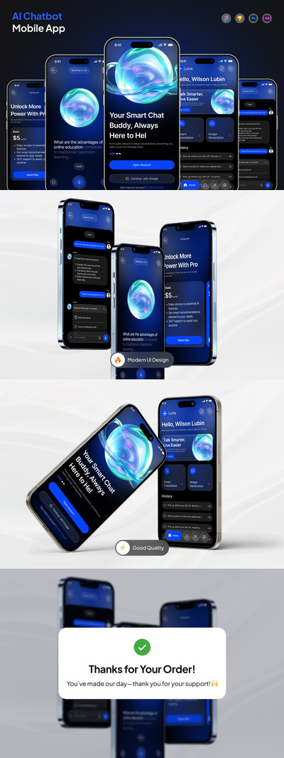 AI聊天机器人应用APP UI KIT (FIG,PSD,SKETCH,XD)