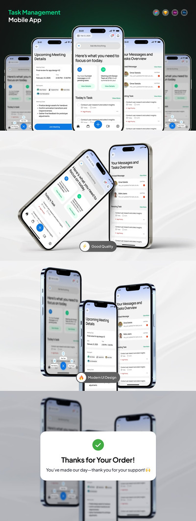 AI任务管理应用APP UI KIT (FIG,PSD,SKETCH,XD)