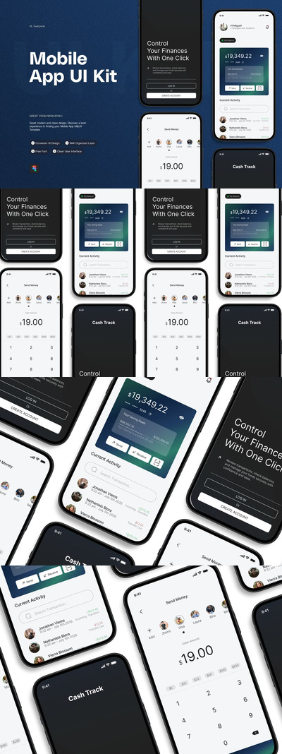 资金流水跟踪移动应用APP UI KIT (FIG)