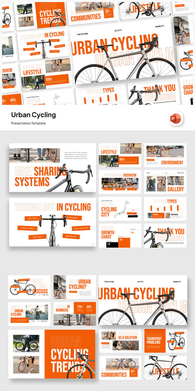城市自行车活动介绍PPT模板 (PPTX)