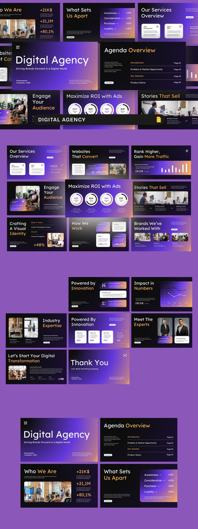 数字代理PPT模板 (PPTX)