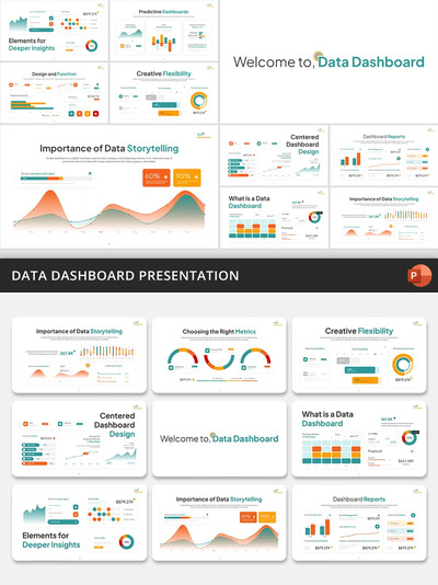 数据仪表板可视化PPT模板 (PPTX)