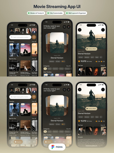 电影流式应用APP UI KIT (FIG)