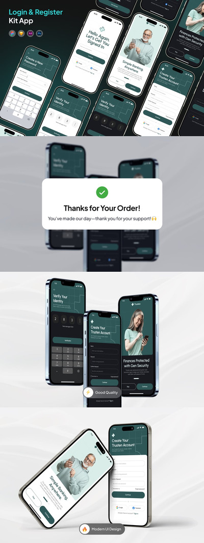 登录和注册套件移动应用APP UI KIT (FIG,PSD,SKETCH,XD)