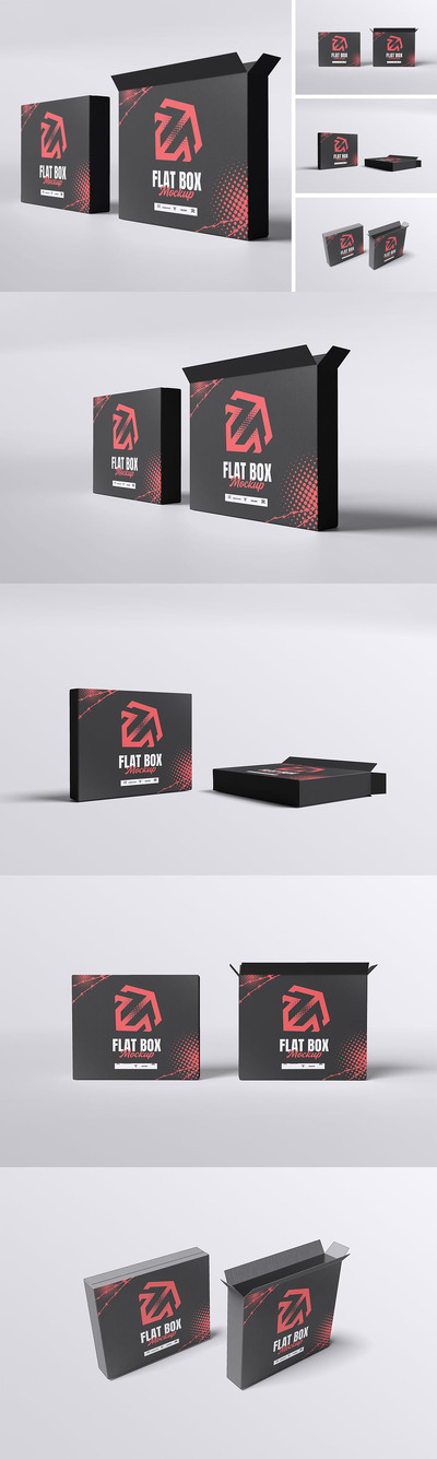 扁平包装盒模型样机 (PSD,PDF)