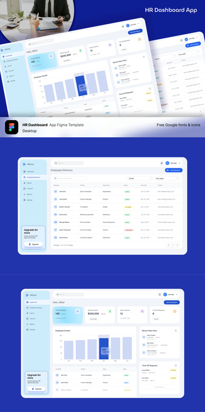 人力资源仪表板Web应用APP UI KIT (FIG)