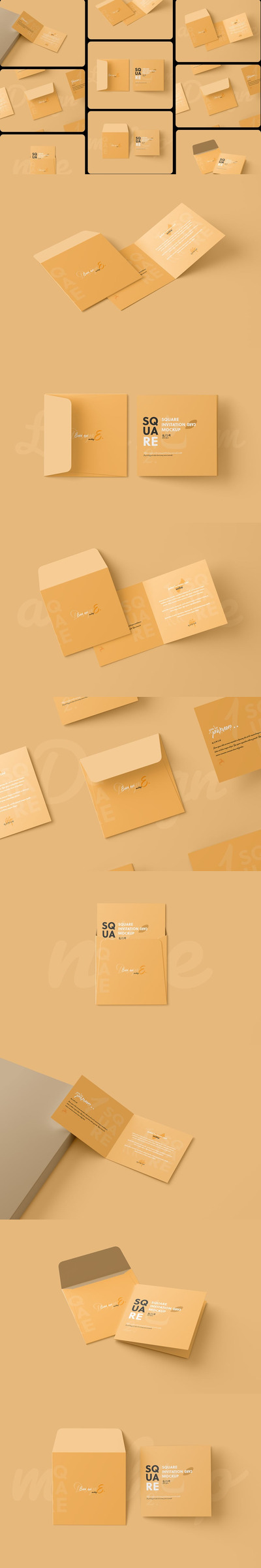 方折叠邀请卡模型样机 (PSD)