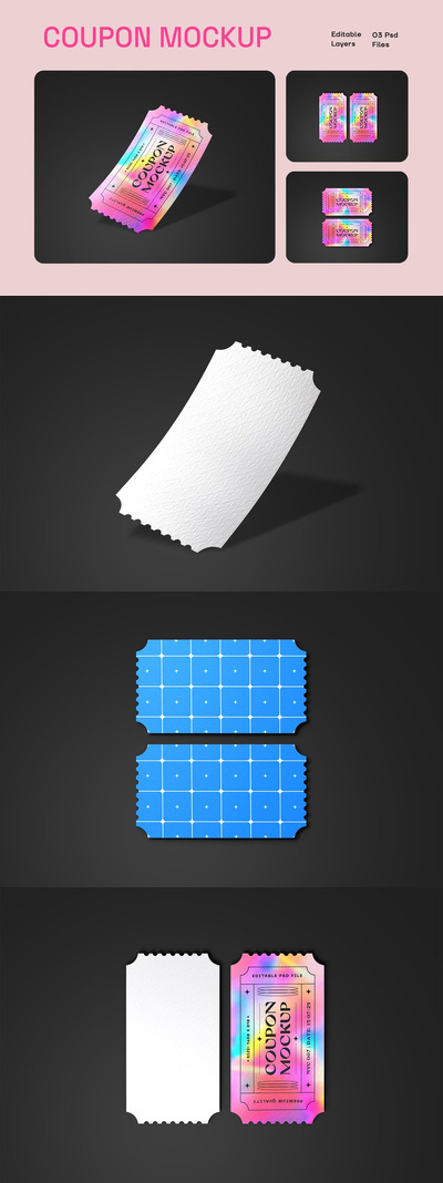 优惠券折扣优惠券模型套件样机 (PSD)