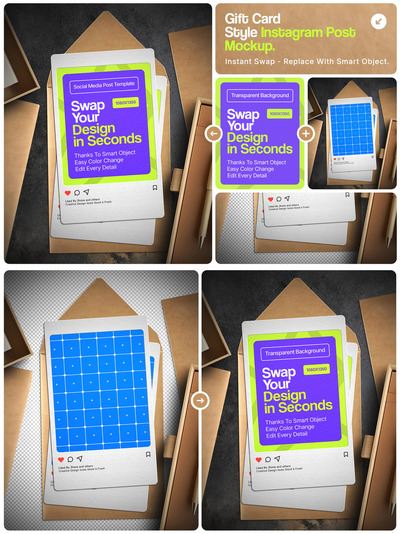 礼品卡风格的Instagram帖子模型