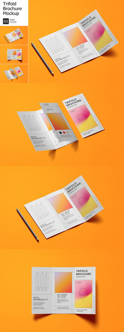 三折小册子模型