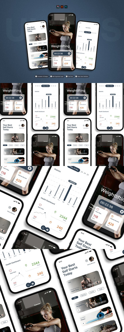 Statis Gym – 移动应用程序 UI 套件