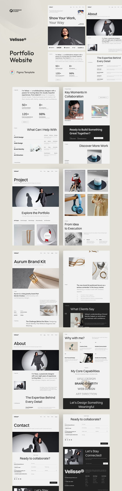 Velisse – 投资组合网站 UI Figma 模板