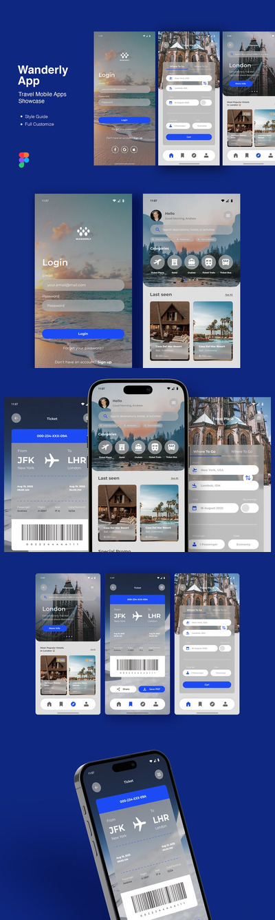Wanderly – 旅行移动应用展示模板