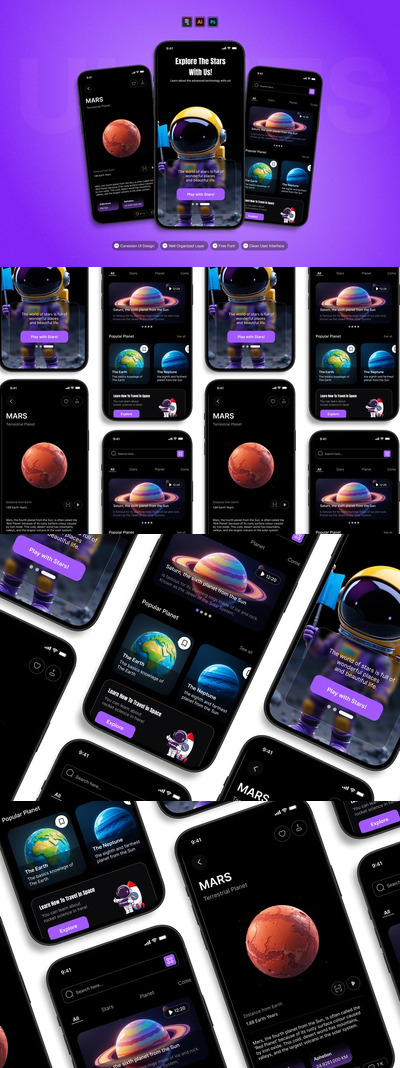 空间学习 – 移动应用程序 UI 套件