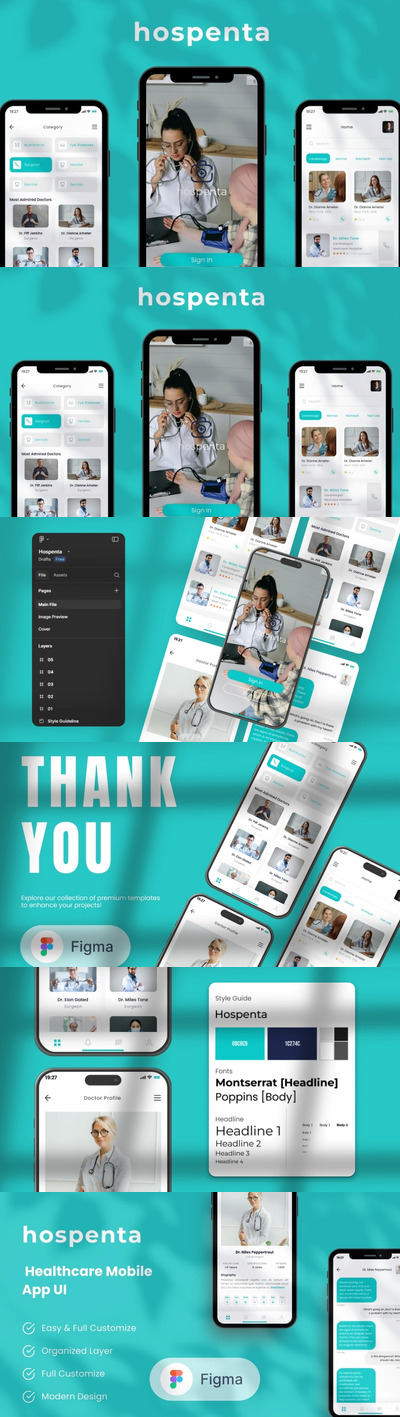 Hospenta 医疗保健移动应用程序 UI 套件
