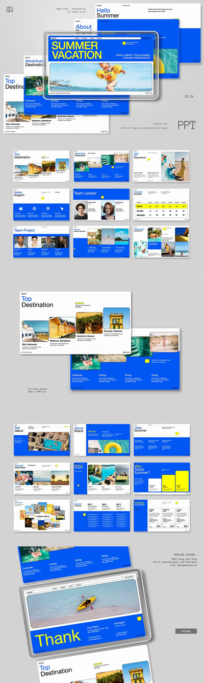 蓝色夏季旅行社演示文稿 PowerPoint