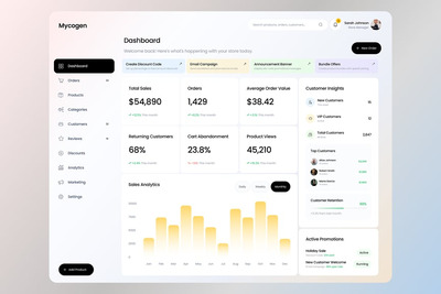 电子商务管理面板仪表板用户界面