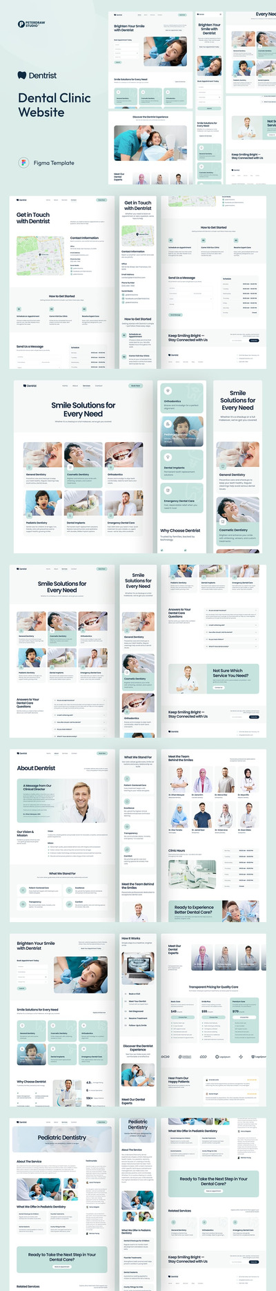 牙医 – 牙科诊所网站 UI Figma 模板