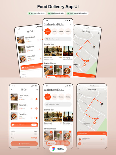 Tavero——食品配送应用程序用户界面