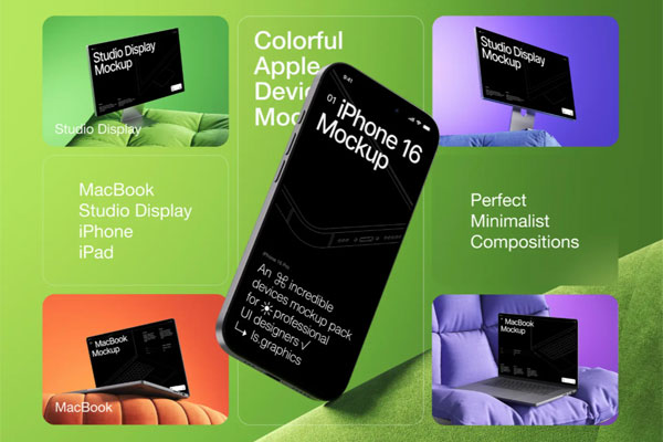 【5.1GB】Mac Studio 显示器样机大合集（PSD,FIG,Sketch）