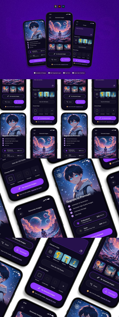 图像生成器 – 移动应用程序 UI 套件