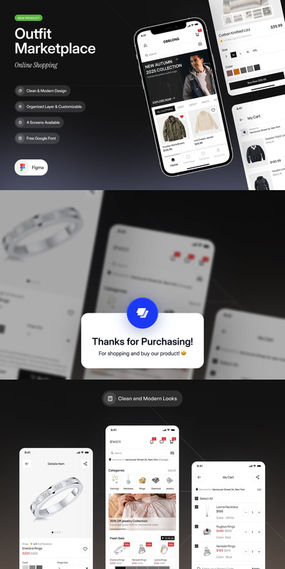 Outfit Marketplace 移动应用程序 UI 设计套件