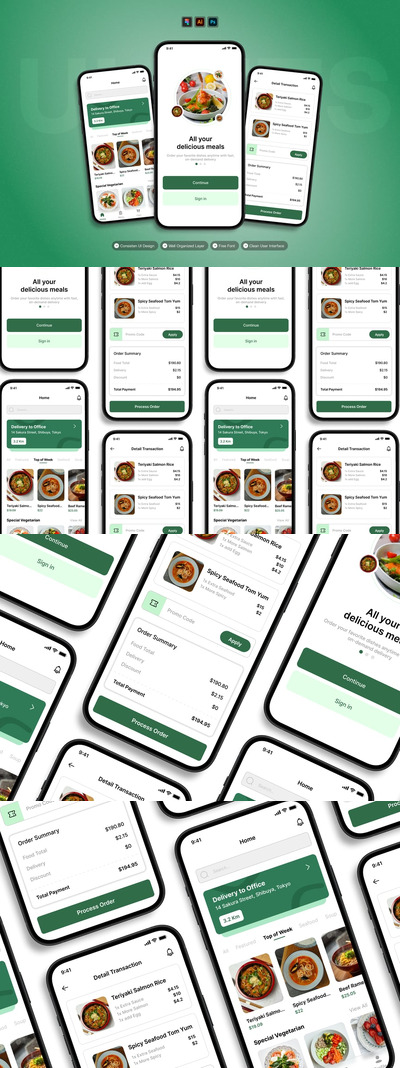 食品配送 – 移动应用程序 UI 套件
